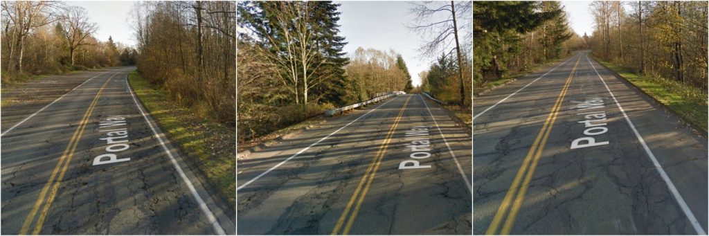 Sections of road segments within the future project boundary that show cracking and poor conditions 