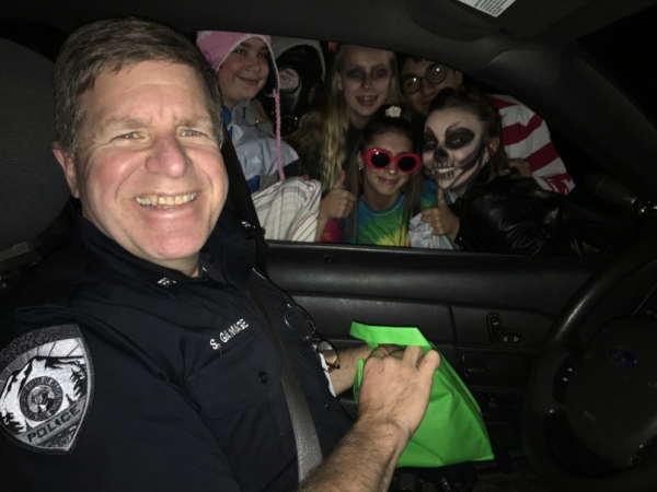 Officer Gamage on Halloween Safety Patrol